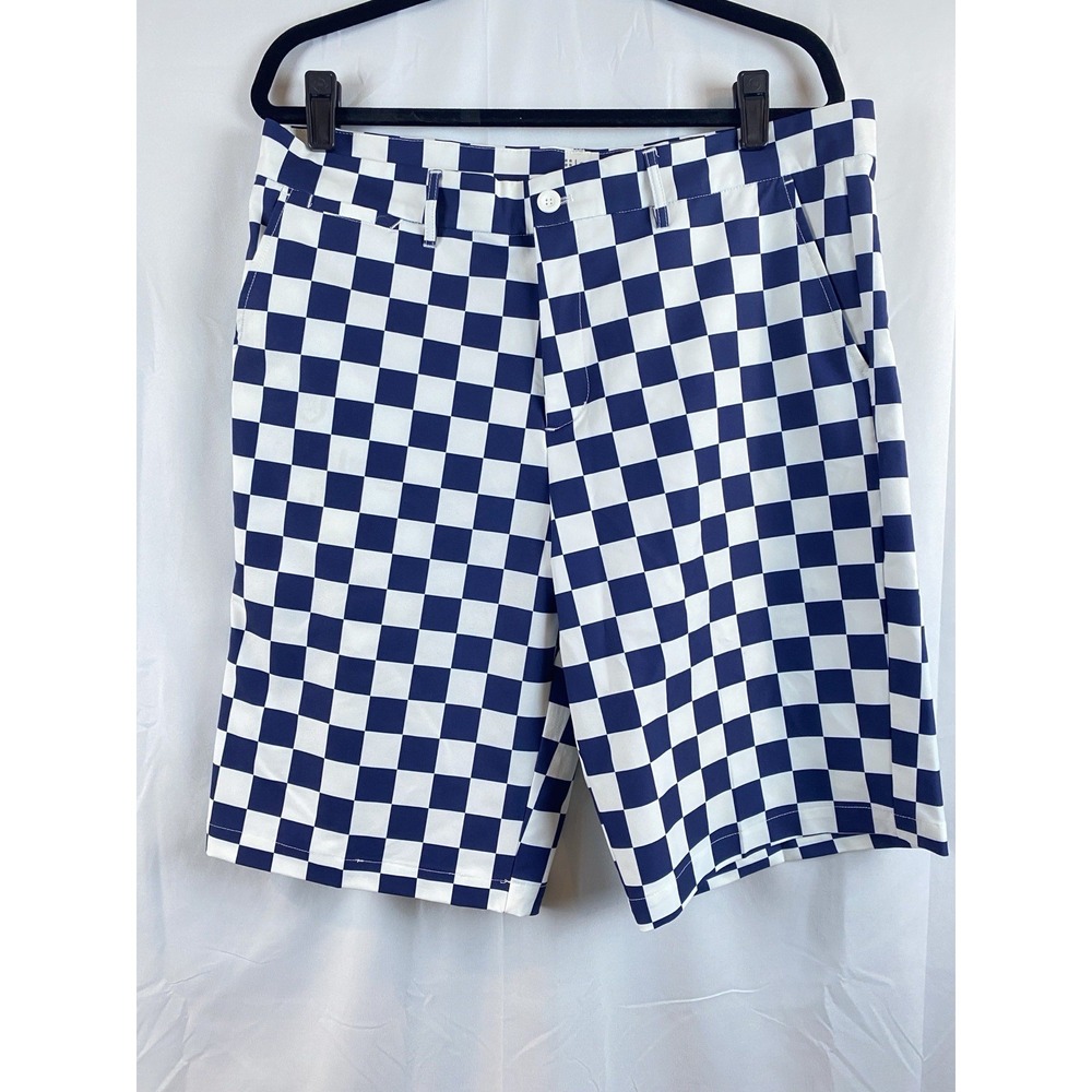 Lesmart Standard Fit Golf Series Shorts Men's Size 38 Navy White Check